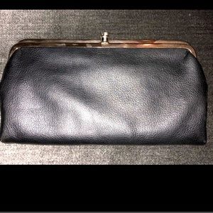 Black double kiss lock clutch/wallet